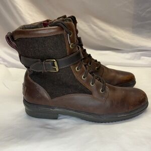 UGG Women's 10 Kesey Brown Leather Waterproof Shearling Boots 1005264